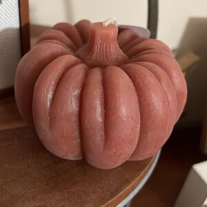 NWT Pumpkin Candle Unscented Decor cozy autumn vibes office dorm home tiered